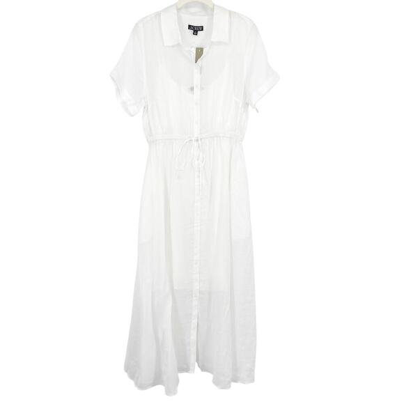 J.Crew Cerise Midi shirt-dress in ramie White Size 10 NWT Old Money Quiet Luxury - Picture 4 of 7